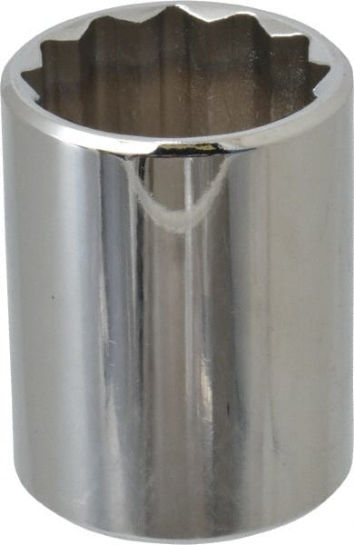 Proto - 1/2" Drive, Standard Hand Socket - 12 Points, 1-17/32" OAL, Chrome Finish - Exact Tooling