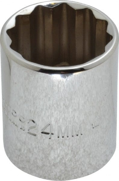 Proto - 1/2" Drive, Standard Hand Socket - 12 Points, 1-17/32" OAL, Chrome Vanadium, Chrome Finish - Exact Tooling