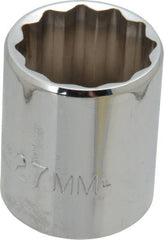 Proto - 1/2" Drive, Standard Hand Socket - 12 Points, 1-17/32" OAL, Chrome Finish - Exact Tooling