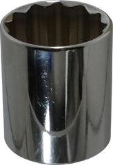 Proto - 1/2" Drive, Standard Hand Socket - 12 Points, 1-25/32" OAL, Chrome Finish - Exact Tooling