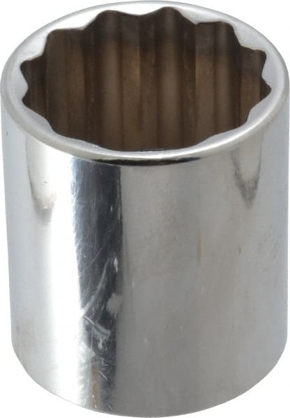 Proto - 1/2" Drive, Standard Hand Socket - 12 Points, 1-25/32" OAL, Chrome Finish - Exact Tooling