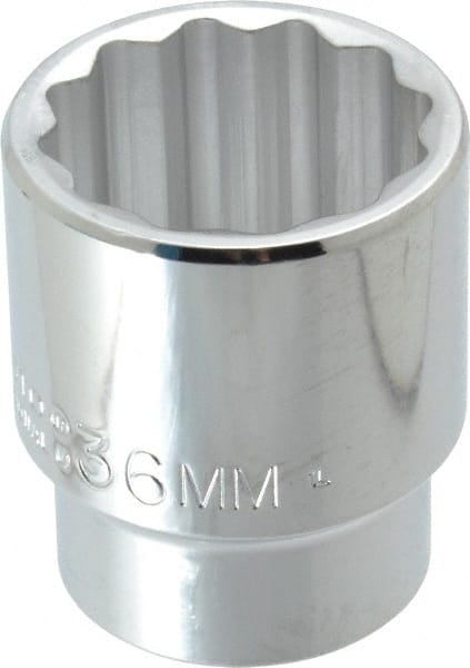 Proto - 1/2" Drive, Standard Hand Socket - 12 Points, 2-1/4" OAL, Chrome Finish - Exact Tooling