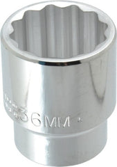 Proto - 1/2" Drive, Standard Hand Socket - 12 Points, 2-1/4" OAL, Chrome Finish - Exact Tooling