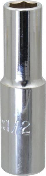 Proto - 1/2", 1/2" Drive, Deep Hand Socket - 6 Points, 3-1/4" OAL, Chrome Finish - Exact Tooling
