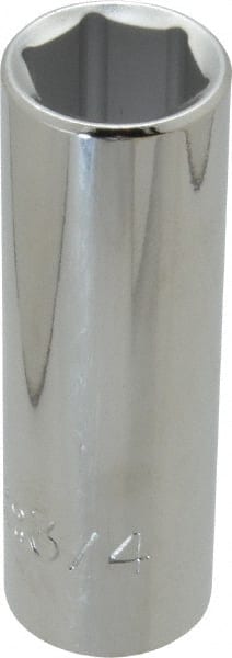 Proto - 3/4", 1/2" Drive, Deep Hand Socket - 6 Points, 3-1/4" OAL, Chrome Finish - Exact Tooling