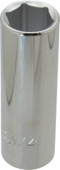 Proto - 3/4", 1/2" Drive, Deep Hand Socket - 6 Points, 3-1/4" OAL, Chrome Finish - Exact Tooling