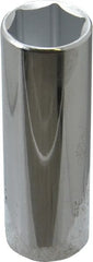 Proto - 13/16", 1/2" Drive, Deep Hand Socket - 6 Points, 3-1/4" OAL, Chrome Finish - Exact Tooling