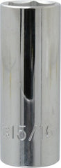 Proto - 15/16", 1/2" Drive, Deep Hand Socket - 6 Points, 3-1/4" OAL, Chrome Finish - Exact Tooling