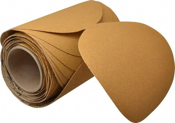 3M - 8" Diam, 60 Grit Aluminum Oxide Adhesive PSA Disc - Medium Grade, Gold, F Weighted Backing, Flexible, Use with Random Orbital Sanders - Exact Tooling