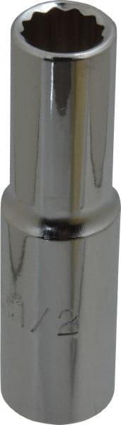Proto - 1/2", 1/2" Drive, Deep Hand Socket - 12 Points, 3-1/4" OAL, Chrome Finish - Exact Tooling