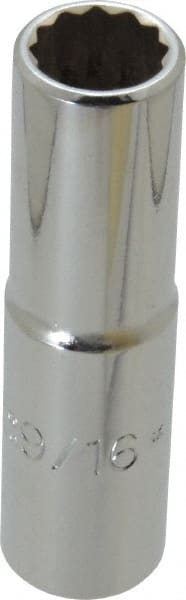 Proto - 9/16", 1/2" Drive, Deep Hand Socket - 12 Points, 3-1/4" OAL, Chrome Finish - Exact Tooling