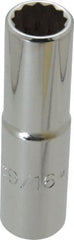 Proto - 9/16", 1/2" Drive, Deep Hand Socket - 12 Points, 3-1/4" OAL, Chrome Finish - Exact Tooling