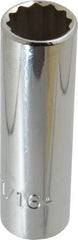 Proto - 11/16", 1/2" Drive, Deep Hand Socket - 12 Points, 3-1/4" OAL, Chrome Finish - Exact Tooling