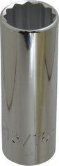 Proto - 13/16", 1/2" Drive, Deep Hand Socket - 12 Points, 3-1/4" OAL, Chrome Finish - Exact Tooling