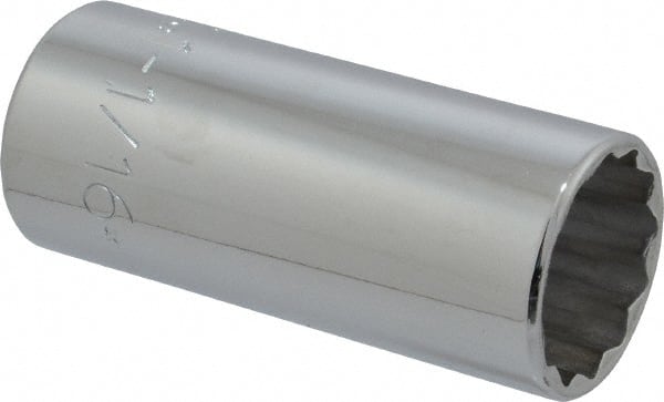 Proto - 1-1/16", 1/2" Drive, Deep Hand Socket - 12 Points, 3-1/4" OAL, Chrome Finish - Exact Tooling