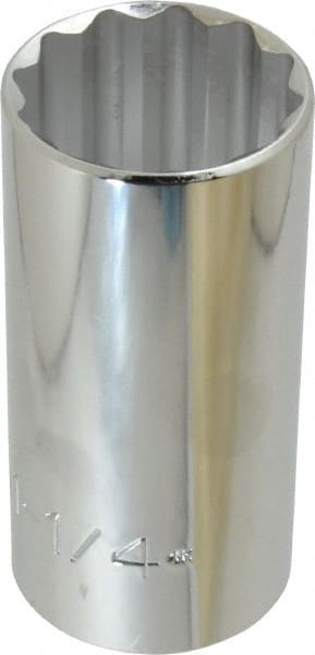 Proto - 1-1/4", 1/2" Drive, Deep Hand Socket - 12 Points, 3-1/4" OAL, Chrome Finish - Exact Tooling
