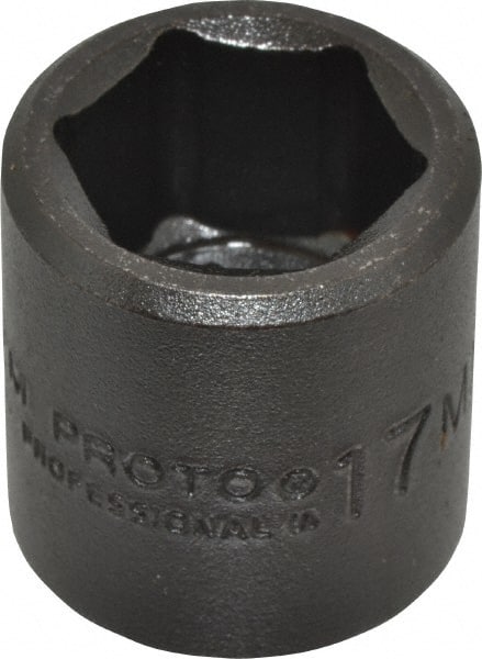 Proto - 3/8" Drive 17mm Standard Impact Socket - 6 Points, 1-3/32" OAL - Exact Tooling