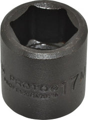Proto - 3/8" Drive 17mm Standard Impact Socket - 6 Points, 1-3/32" OAL - Exact Tooling