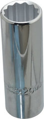 Proto - 1/2" Drive, Deep Hand Socket - 12 Points, 3-1/4" OAL, Chrome Finish - Exact Tooling