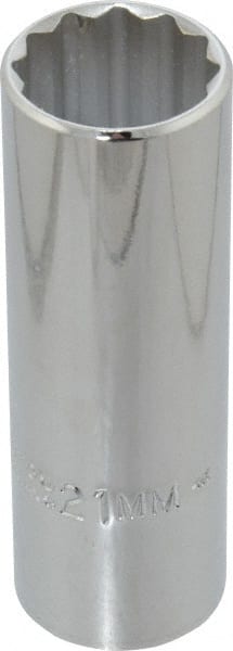 Proto - 1/2" Drive, Deep Hand Socket - 12 Points, 3-1/4" OAL, Chrome Finish - Exact Tooling