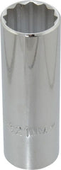 Proto - 1/2" Drive, Deep Hand Socket - 12 Points, 3-1/4" OAL, Chrome Finish - Exact Tooling