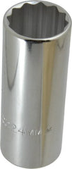 Proto - 1/2" Drive, Deep Hand Socket - 12 Points, 3-1/4" OAL, Chrome Finish - Exact Tooling