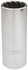Proto - 1/2" Drive, Deep Hand Socket - 12 Points, 3-1/4" OAL, Chrome Finish - Exact Tooling