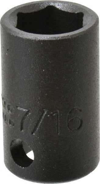 Proto - 3/8" Drive 7/16" Standard Impact Socket - 6 Points, 1-3/32" OAL - Exact Tooling