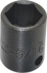 Proto - 3/8" Drive 9/16" Standard Impact Socket - 6 Points, 1-3/32" OAL - Exact Tooling