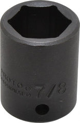 Proto - 1/2" Drive 7/8" Standard Impact Socket - 6 Points, 1-5/8" OAL - Exact Tooling