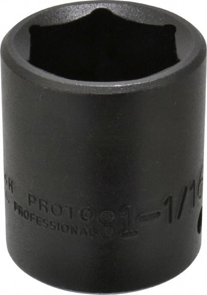 Proto - 1/2" Drive 1-1/16" Standard Impact Socket - 6 Points, 1-3/4" OAL - Exact Tooling