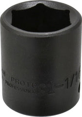 Proto - 1/2" Drive 1-1/16" Standard Impact Socket - 6 Points, 1-3/4" OAL - Exact Tooling