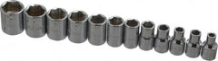 Proto - 12 Piece 1/4" Drive Socket Set - 6 Points, 4mm to 14mm Range, Metric Measurement Standard - Exact Tooling