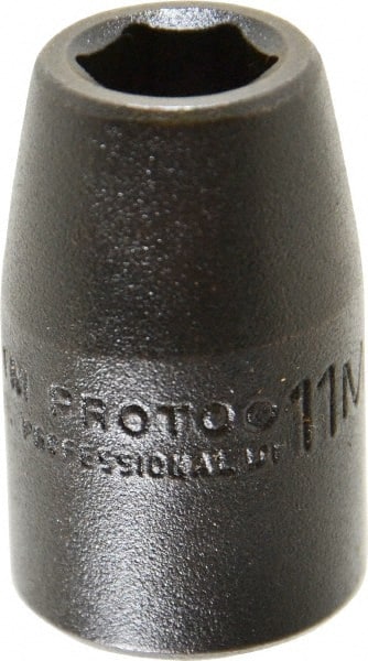 Proto - 1/2" Drive 11mm Standard Impact Socket - 6 Points, 1-1/2" OAL - Exact Tooling