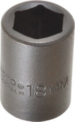 Proto - 1/2" Drive 18mm Standard Impact Socket - 6 Points, 1-1/2" OAL - Exact Tooling