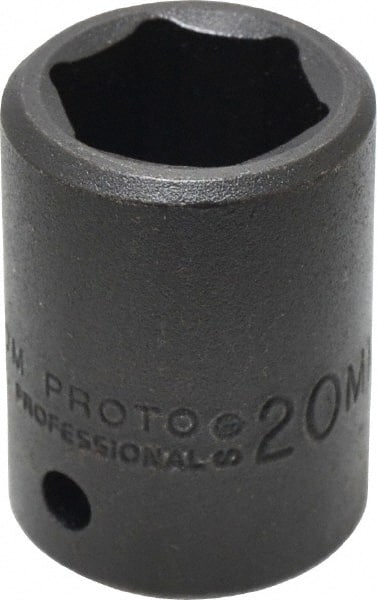 Proto - 1/2" Drive 20mm Standard Impact Socket - 6 Points, 1-39/64" OAL - Exact Tooling