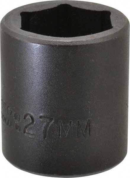 Proto - 1/2" Drive 27mm Standard Impact Socket - 6 Points, 2" OAL - Exact Tooling