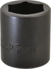 Proto - 1/2" Drive 27mm Standard Impact Socket - 6 Points, 2" OAL - Exact Tooling