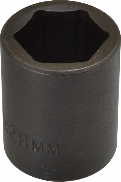 Proto - 1/2" Drive 28mm Standard Impact Socket - 6 Points, 2" OAL - Exact Tooling