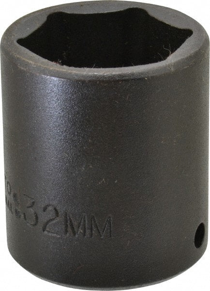 Proto - 1/2" Drive 32mm Standard Impact Socket - 6 Points, 2" OAL - Exact Tooling