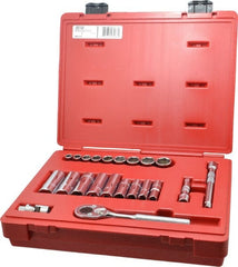 Proto - 22 Piece 3/8" Drive Socket Set - 6 Points, 3/8" to 7/8" Range, Inch Measurement Standard - Exact Tooling