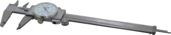Fowler - 0" to 6" Range, 0.001" Graduation, 0.1" per Revolution, Dial Caliper - White Face, 1.54" Jaw Length - Exact Tooling