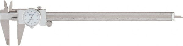 Fowler - 0" to 12" Range, 0.001" Graduation, 0.1" per Revolution, Dial Caliper - White Face, 2.35" Jaw Length - Exact Tooling