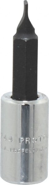 Proto - 1/4" Drive Slotted Screwdriver Socket - 1-53/64" OAL, 3/16" Blade Width, 0.032" Blade Thickness - Exact Tooling