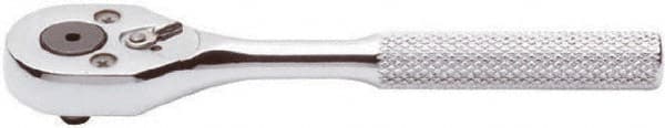 Proto - 1/4" Drive Pear Head Ratchet - Chrome Finish, 5" OAL, 24 Gear Teeth, Standard Knurled Handle, Sealed Head - Exact Tooling