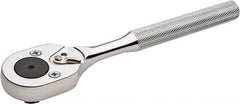 Proto - 3/8" Drive Pear Head Ratchet - Chrome Finish, 7" OAL, 24 Gear Teeth, Standard Knurled Handle, Reversible Head - Exact Tooling