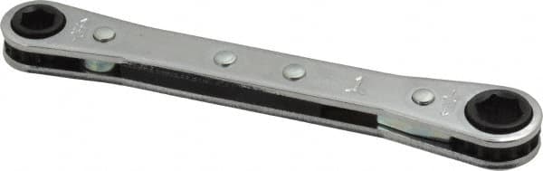 Proto - 1/4" x 5/16" 6 Point Ratcheting Box Wrench - Double End, 4-9/32" OAL, Steel - Exact Tooling