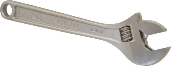 Proto - 1-5/16" Jaw Capacity, 10" Locking Adjustable Wrench - Steel, Chrome Finish - Exact Tooling