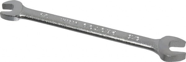 Proto - 1/4" x 5/16" Standard Open End Wrench - 4-1/2" OAL, Double End, Satin Finish, 15° Head Angle - Exact Tooling