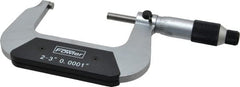 Fowler - 2 to 3" Range, 0.0001" Graduation, Mechanical Outside Micrometer - Ratchet-Friction Thimble, Accurate to 0.0002" - Exact Tooling